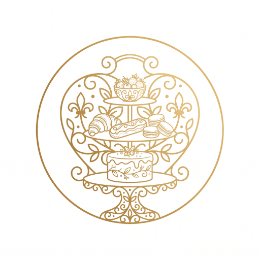 Luxury line-art icon representing handcrafted desserts created for weddings and special celebrations.